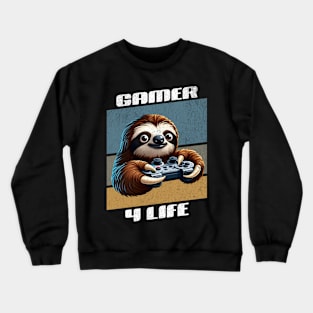 Sloth gamer 4 life pro player Crewneck Sweatshirt